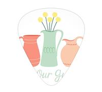 Be Our Guest Púas de guitarra, paquete de 12 púas universales de guitarra ABS, floreros y flores de color amarillo pálido en blanco con tema de bienvenida a los invitados, para guitarra acústica y elé