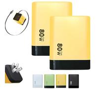 Be Proud Level 3 in 1 Charger Retractable 80w MAX Fast, 3 in 1 Charger 80 W, with Type-C Cable & USB Port, for Phone Laptops and Earphone (2pcs,Yellow)