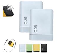 Be Proud Level 3 in 1 Charger Retractable 80w MAX Fast, 3 in 1 Charger 80 W, with Type-C Cable & USB Port, for Phone Laptops and Earphone (2pcs,White)