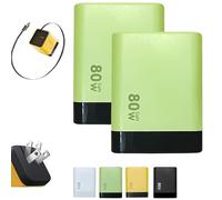 Be Proud Level 3 in 1 Charger Retractable 80w MAX Fast, 3 in 1 Charger 80 W, with Type-C Cable & USB Port, for Phone Laptops and Earphone (2pcs,Green)