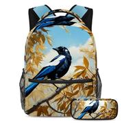 Be Ready for Anything, mochila con estuche para lápices, el mejor juego de mochila escolar para niños, niñas y adolescentes, bonita urraca, multicolor, B：29.4x20x40cm P：19x7.5x3.8cm, Mochilas de día