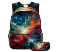 Be Ready for Anything, mochila con estuche para lápices, juego de mochila escolar definitiva para niños, niñas y adolescentes, galaxia roja, multicolor, B：29.4x20x40cm P：19x7.5x3.8cm, Mochilas de día