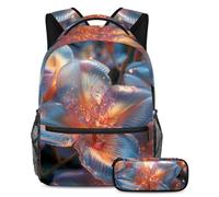 Be Ready for Anything, mochila con estuche para lápices, juego de mochila escolar definitiva para niños, niñas y adolescentes, flor de cristal, multicolor, B：29.4x20x40cm P：19x7.5x3.8cm, Mochilas de