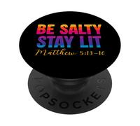 Be Salty Stay Lit Christian Matthew 5:13-16 Faith PopSockets PopGrip Adhesivo