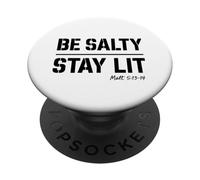 Be Salty Stay Lit Christian Tee Matt 5:13 5:14 Versículo de la Biblia PopSockets PopGrip Adhesivo