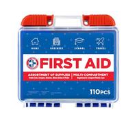 Be Smart Get Prepared Kit de primeros auxilios de 110 piezas: limpiar, tratar, proteger cortes menores, hogar, oficina, coche, escuela, negocios, viajes, emergencia, al aire libre, camping y deportes,