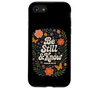 Be Still And Know Salmo 46:10 Retro Groovy Christian Floral Carcasa para iPhone SE (2020) / 7 / 8