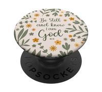 Be Still & Know That I Am God Psalm Bible Verse Floral Women PopSockets PopGrip Adhesivo