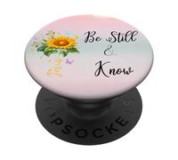 Be Still Know That I Am God Quotes Butterfly Christian Jesus PopSockets PopGrip Adhesivo