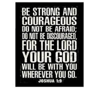 Be Strong and Courageous Canvas Print - Unframed Christian Wall Art for Men, Masculine Inspirational Quote for Office & Man Cave(Framed,16x24inch(40x60cm))