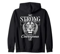 Be Strong and Courageous Joshua 1:9 Lion | Christian Warrior Sudadera con Capucha