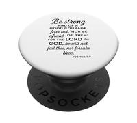 Be Strong and of A Good Courage Josué 1:9 Verso de la Biblia Orar PopSockets PopGrip Adhesivo