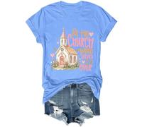 Be The Church When Service is Over - Camisa retro floral de fe cristiana, Azul (carolina blue), M