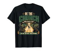 Be The Church When Service is Over Faith Action Christian Camiseta gráfica económica