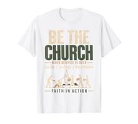 Be The Church When Service is Over Faith Action Christian Camiseta gráfica económica, Hombre, Blanco, XL