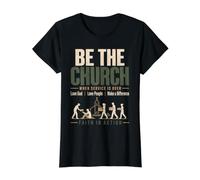 Be The Church When Service is Over Faith Action Christian Camiseta gráfica económica, Mujer, Negro, L