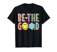 Be The Good Happy Face Flower Retro Positivo Lindo Gráfico Camiseta