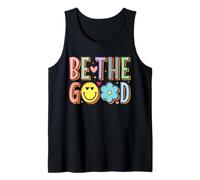 Be The Good Happy Face Flower Retro Positivo Lindo Gráfico Camiseta sin Mangas