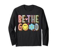 Be The Good Happy Face Flower Retro Positivo Lindo Gráfico Manga Larga