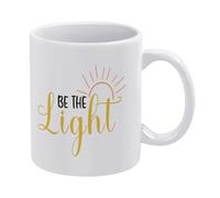 Be The Light-1 - Taza de café de cerámica blanca de 325 ml, taza de té impresa de doble cara con mango ergonómico en C, vasos de porcelana con fondo grueso para el hogar, oficina, cocina, regalos