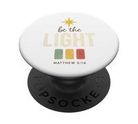 Be The Light, Matthew 5:14 Retro Star Christian PopSockets PopGrip Adhesivo