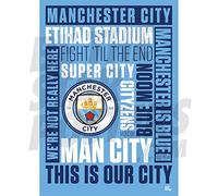 Be The Star Posters Póster de fútbol del Manchester City Football Club Word A2, póster de fútbol impreso/arte de pared - Producto oficial - disponible en tamaño A2 - A2