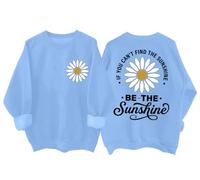 Be The Sunshine - Sudadera divertida con diseño de girasol, estilo bohemio, azul celeste, XL