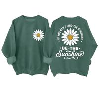 Be The Sunshine - Sudadera divertida con diseño de girasol, estilo bohemio, verde, XXL