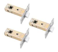 BE-TOOL - 3 piezas Cerradura de pasador tubular Perno Cerradura de lengüeta única para uso con manijas de puerta de palanca Lengüeta de la cerradura silencioso de baño (45mm Plano)