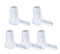 BE-TOOL 5 adaptadores de manguera de codo de 90 grados, conector reductor de tubo de púas, conector corrugado de plástico para sistema de riego de jardín (4 x 8 mm)