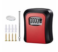 BE-TOOL Caja fuerte para llaves montada en la pared, tamaño M, color rojo, con combinación de 4 dígitos, resistente a la intemperie, para el hogar, garaje, escuela, padres ancianos
