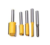 BE-TOOL - Juego de 5 brocas rectas para fresadora, vástago recto y dado de 1/4 pulgadas, para brocas de cincel de carpintería - 1/4 pulgadas, 3/8 pulgadas, 1/2 pulgadas, 5/8 pulgadas, 3/4 pulgadas