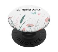 Be Transformed Butterfly Christian Romans 12:2 Bible Verse PopSockets PopGrip Adhesivo