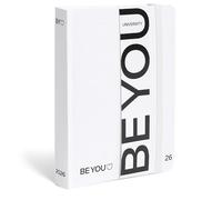 BE YOU - Agenda bidiaria con fecha Univesitaria 2025-2026, 12 meses, septiembre 25 - agosto 26, tapa flexible cierre con elástico, tamaño 12,5 x 16,5 cm, color blanco