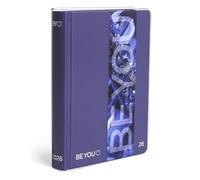 BE YOU - Color Futuristic Glow, Agenda escolar 2025-2026, agenda de 12 meses con fecha, formato estándar 13,5 cm x 18,2 cm, cubierta superior transparente, diario con adhesivo y marcador de páginas