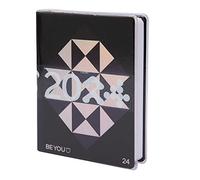 BE YOU Luxury - Agenda escolar 2023-2024, 12 meses, septiembre de 2023 - agosto de 2024, Agenda escolar con etiqueta y páginas para bocetos, con tapa transparente, tamaño mediano, 12,5 x 16,5 cm