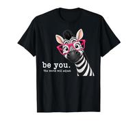 Be You The World Will Adjust Cute Lover Zebra Glasses Camiseta gráfica económica, Hombre, Negro, XL