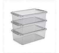 Bea Clearbox Set 3x11L Caja de Almacenamiento Transparente con Tapa KEEPER