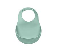 Béaba Babero de Silicona para Bebé, Impermeable, Ajustable, varias muescas, Flexible y Ligero, Ultrasuave, Fácil de limpiar, Fondo ancho para capturar los alimentos, verde salvia