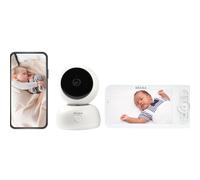 BÉABA Monitor de Video para Bebés 2 en 1, Pantalla y Aplicación Móvil dedicada, Cámara HD, Rotación de 360 °, Visión Nocturna, Walkie Talkie, Control de Temperatura y Humedad