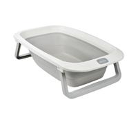BÉABA, Bañera plegable para bebé, Ultra compacta, Pies antideslizantes, Diseño moderno, Tapón de desagüe, Almacenamiento práctico, Ocupa poco espacio, Fácil de usar, Eazy Pop Camélé'O, 29L, Gris