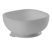 BÉABA Bol de Silicona con Ventosa, Cuenco para Bebés y Niños, Antideslizante, Antivuelco, Se adhiere a la perfección a la mesa y bandeja de la trona, Microondas, Comida Infantil, Gris