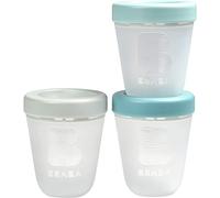 BÉABA Botes de Conservación en Silicona para la Comida del Bebé, Juego de 3, 100% Herméticos, Apilables y Encajables, Congelación/Descongelación, Microondas, Graduados, 200ml, Multicolores(Jungle)