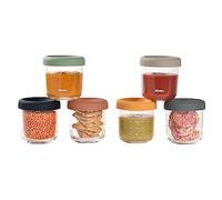 BÉABA, Caja de 6 porciones de cristal para Bebé, Tupper en Cristal, Resistente al calor, Recipientes para guardar la comida de Bebé, Con indicador de cantidad, 250 ml, Sunrise