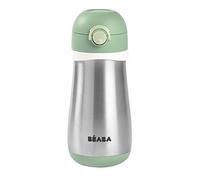 BÉABA, Cantimplora Infantil Acero Inoxidable 2 en 1, Función Cantimplora/Vaso, Pulsador para Facilitar la Apertura, Sólido, Saludable, Asas extraíbles, Conservación de Frío/Calor, 350 ml,verde