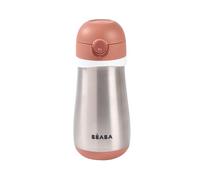 BÉABA, Cantimplora Infantil Acero Inoxidable 2 en 1, Función Cantimplora/Vaso, Pulsador para Facilitar la Apertura, Sólido, Saludable, Asas extraíbles, Conservación de Frío/Calor, 350 ml, Terracota