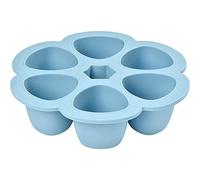 BÉABA, Contenedores Multiporciones en Silicona, Primera Calidad, Resistencia Térmica Extrema, Horno y Microondas, 6 compartimentos, Hermética, Fabricado en Italia, 6 x 150 ml, Azur