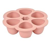 Béaba Contenedores multiporciones silicona – 6x150 ml, 6 compart., horno/microondas, hermético, Rosa