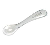 BÉABA Cuchara de aprendizaje para Bebé y Niño, Silicona, Secunda infancia, Suave, Punta redondeada, Mango ergonómico, Gris