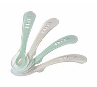 BEABA ® Juego de 4 cucharas de silicona para bebé 2ª edad, velvet gris/ verde salvia
